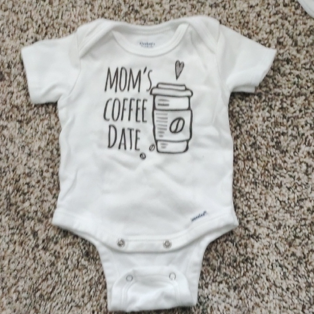 Gerber White Bodysuit Mom's Coffee Date Design